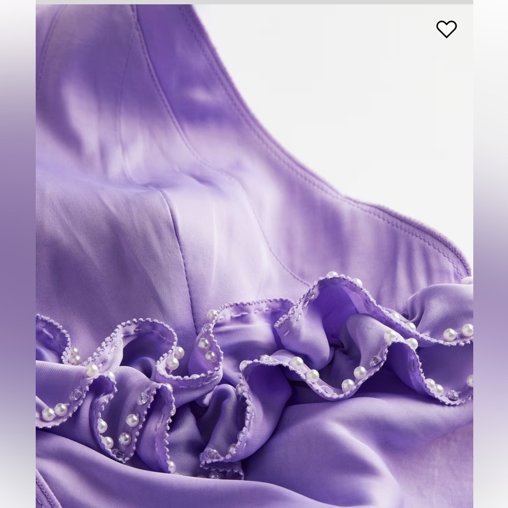 H&M FRILL-TRIMMED SLIP DRESS in Light Purple - Picture 7 of 16